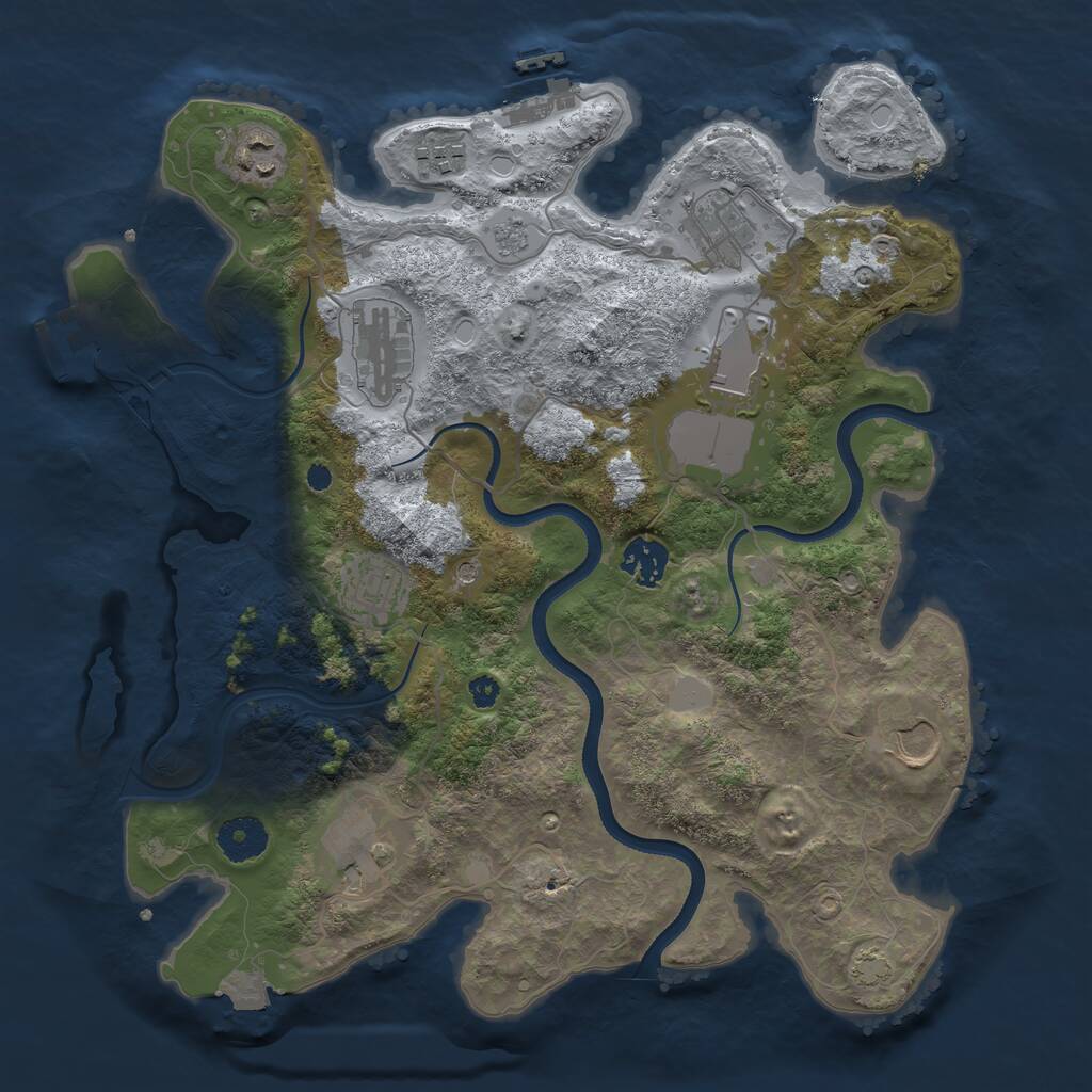 Rust Map: Procedural Map, Size: 3500, Seed: 1853768219, 15 Monuments