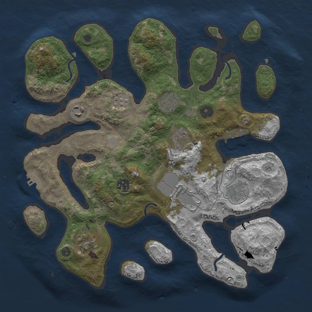 Rust Map: Procedural Map, Size: 3550, Seed: 111357, 16 Monuments