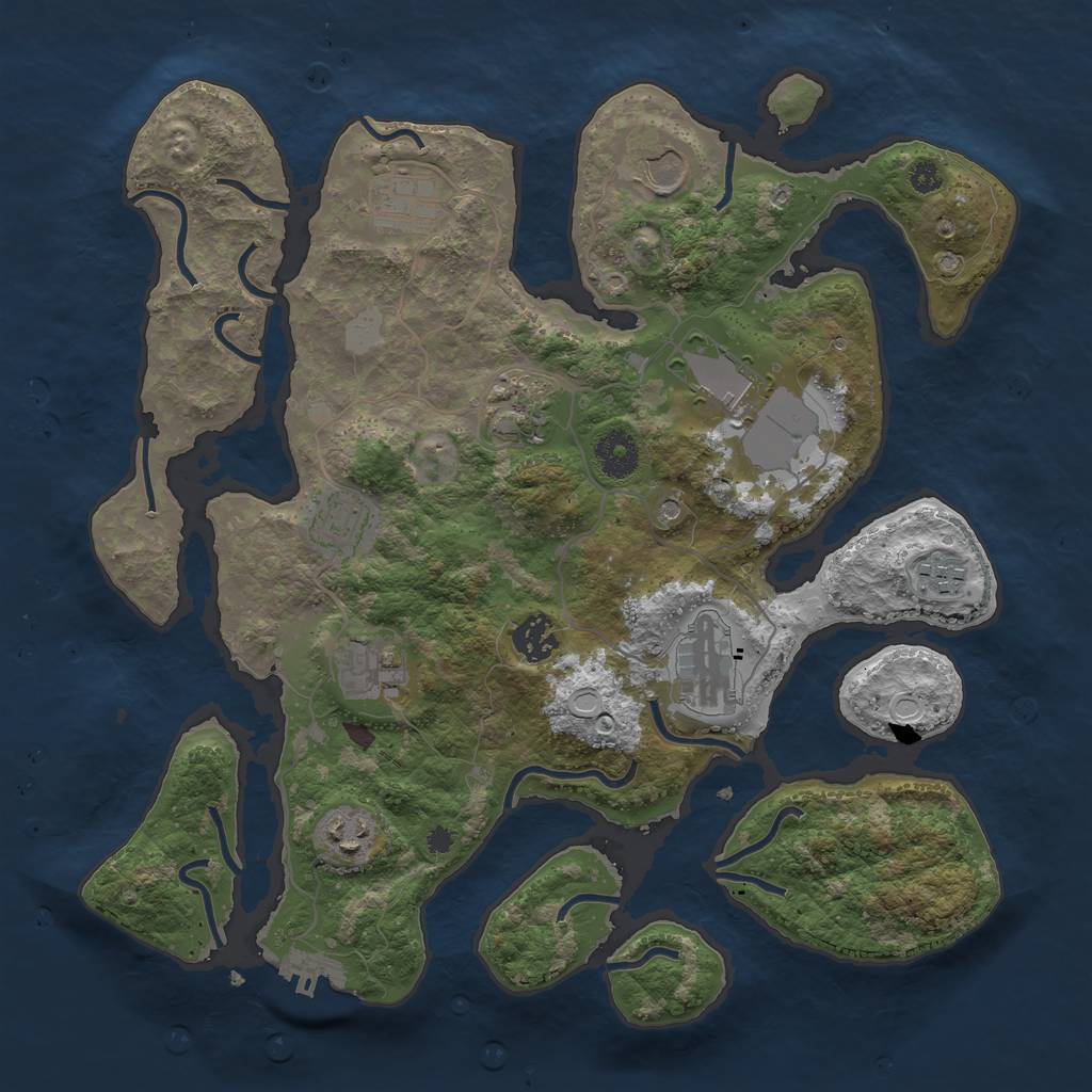 Rust Map: Procedural Map, Size: 3600, Seed: 1353564704, 17 Monuments