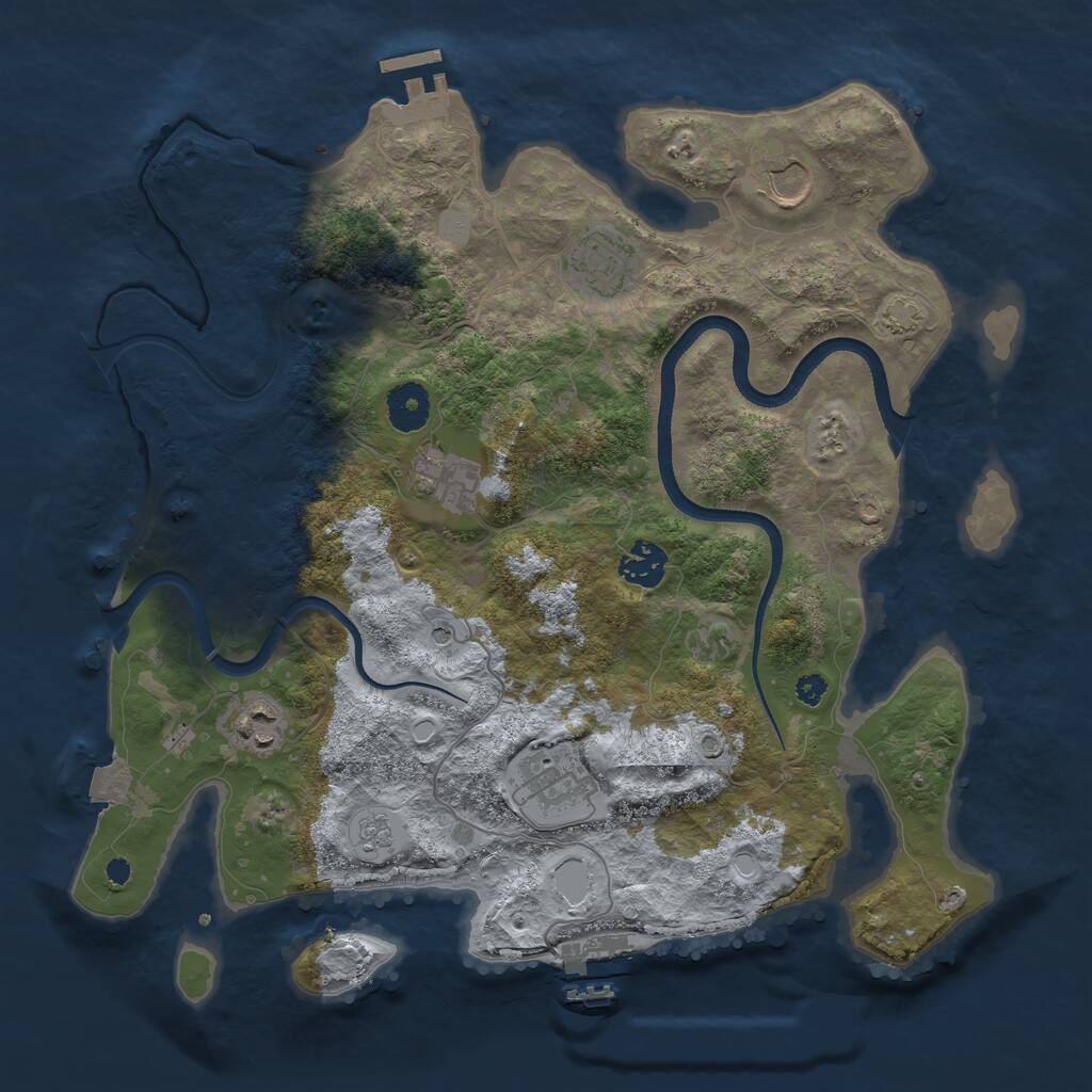 Rust Map: Procedural Map, Size: 3550, Seed: 965919, 12 Monuments