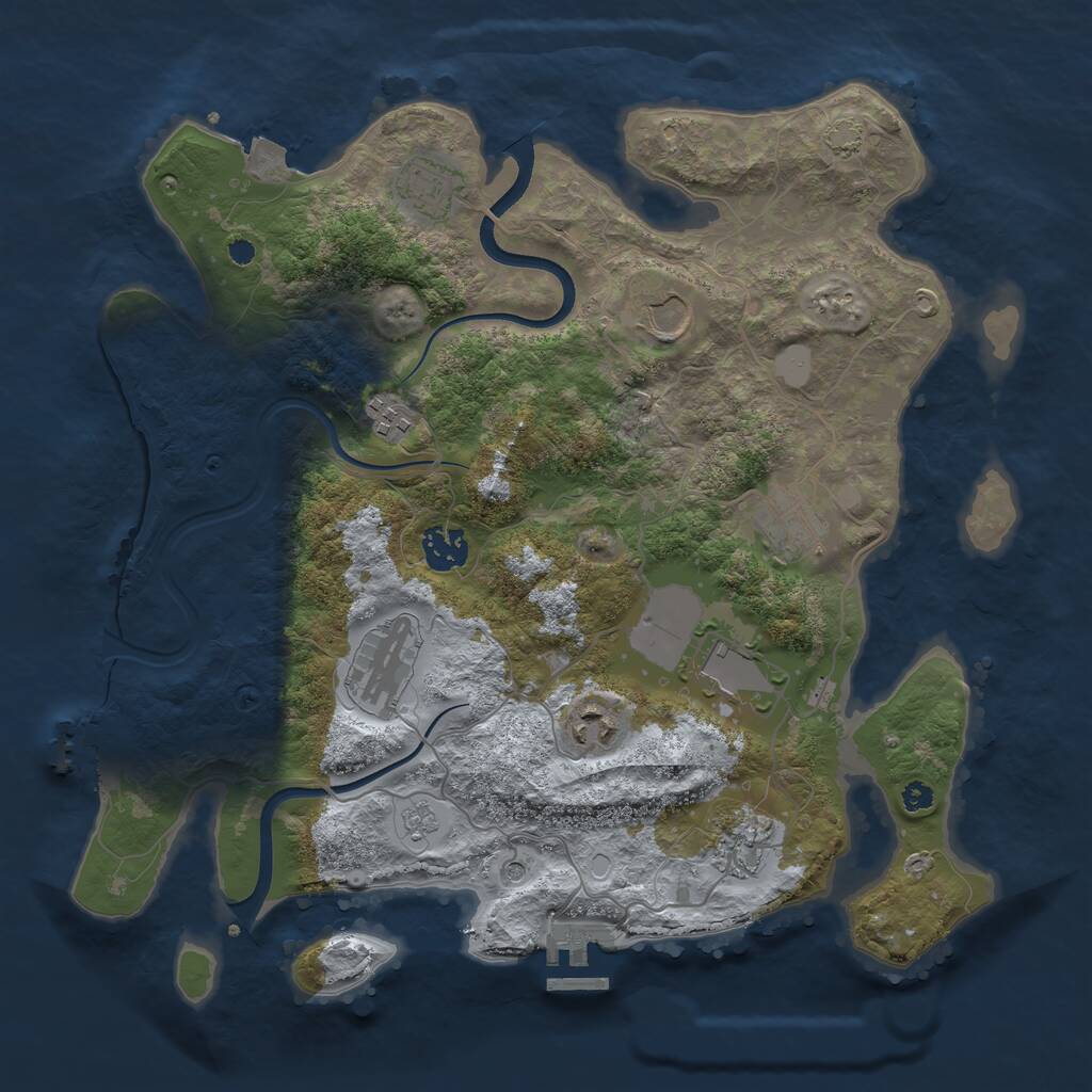 Rust Map: Procedural Map, Size: 3550, Seed: 965919, 15 Monuments