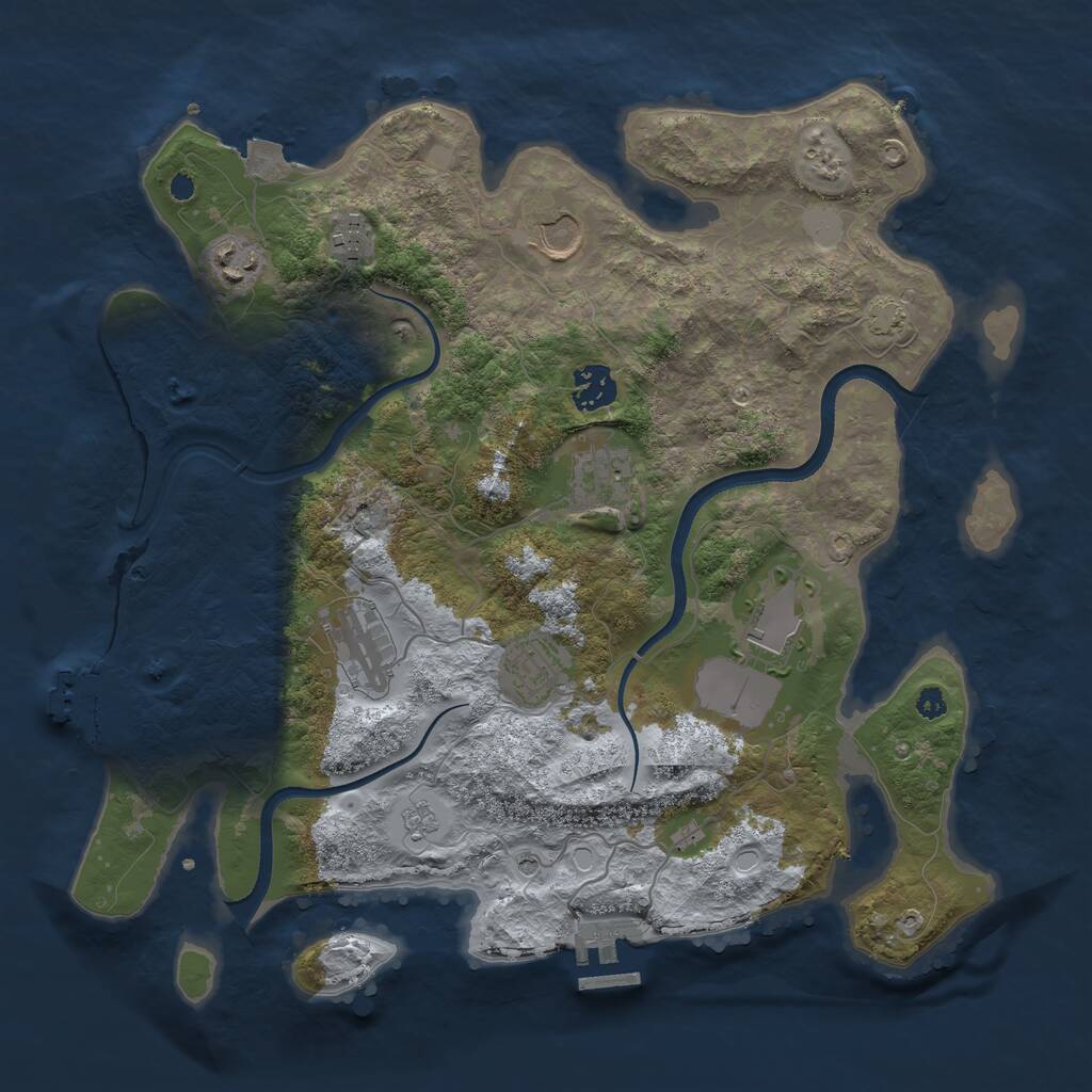 Rust Map: Procedural Map, Size: 3550, Seed: 965919, 14 Monuments