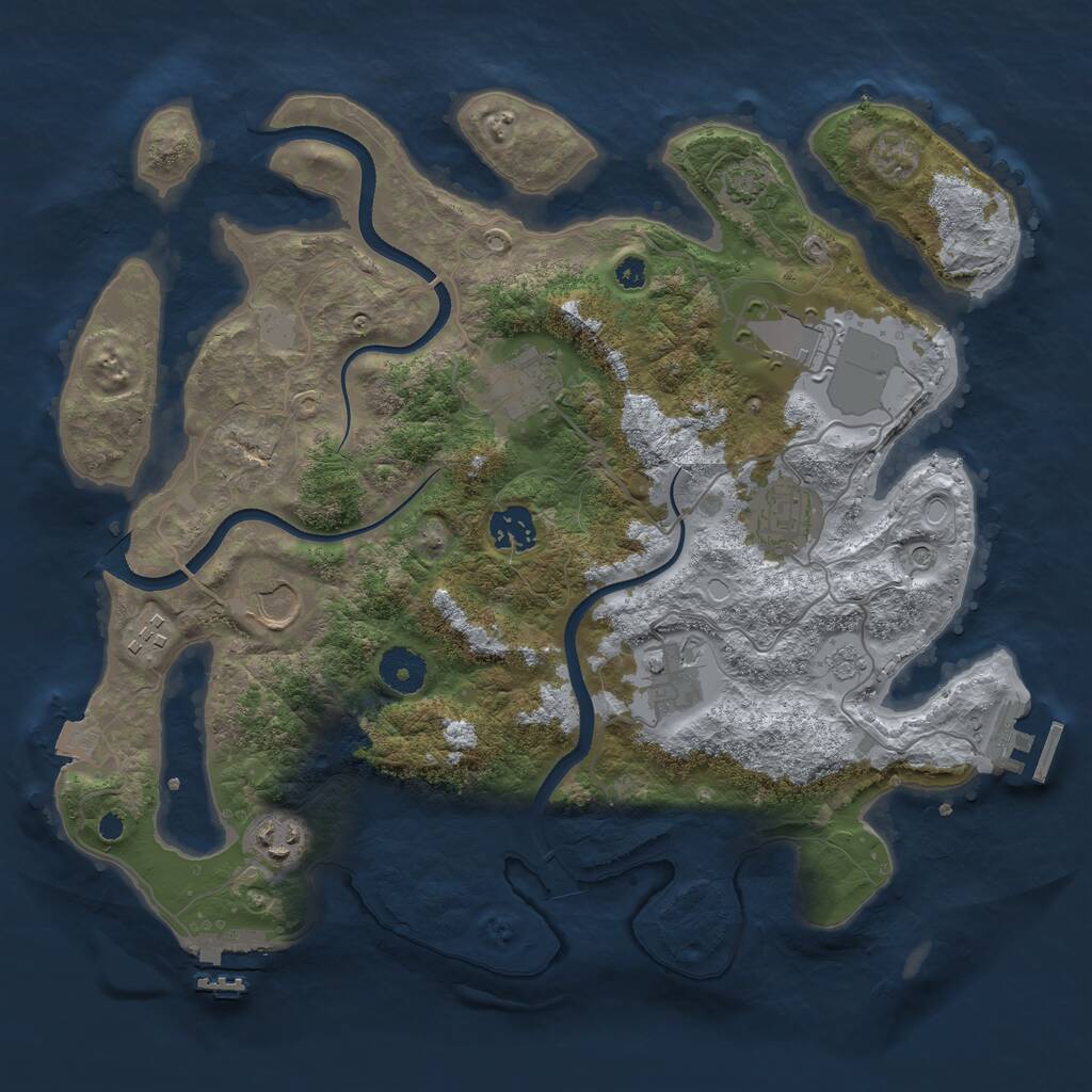 Rust Map: Procedural Map, Size: 3550, Seed: 832535, 14 Monuments