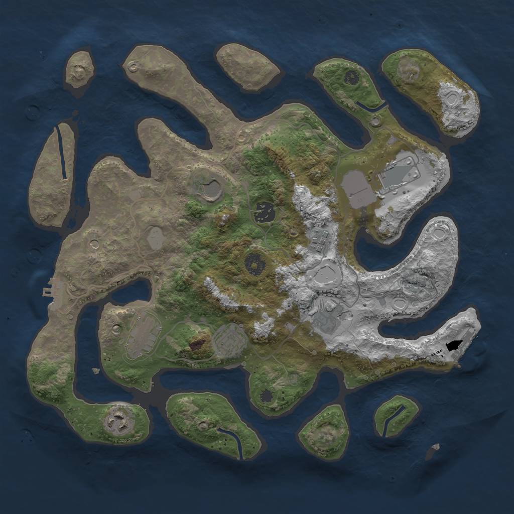 Rust Map: Procedural Map, Size: 3550, Seed: 832535, 16 Monuments