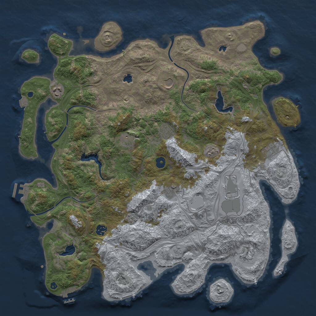 Rust Map: Procedural Map, Size: 4500, Seed: 7395, 16 Monuments