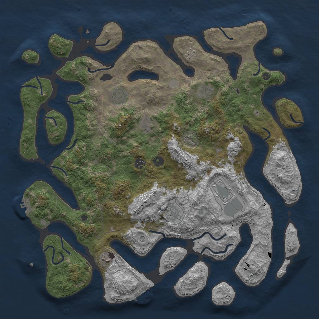 Rust Map: Procedural Map, Size: 4500, Seed: 7395, 16 Monuments