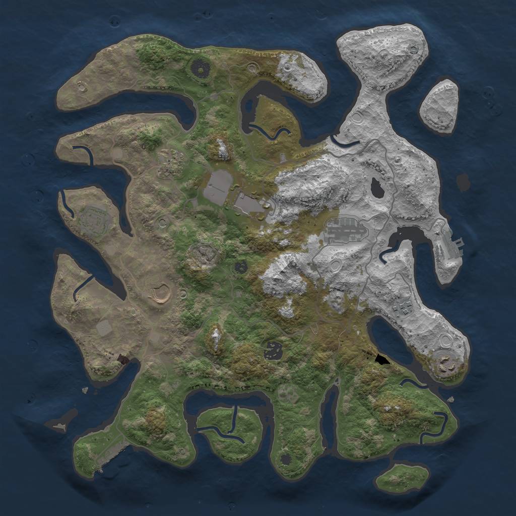 Rust Map: Procedural Map, Size: 4000, Seed: 579037, 16 Monuments