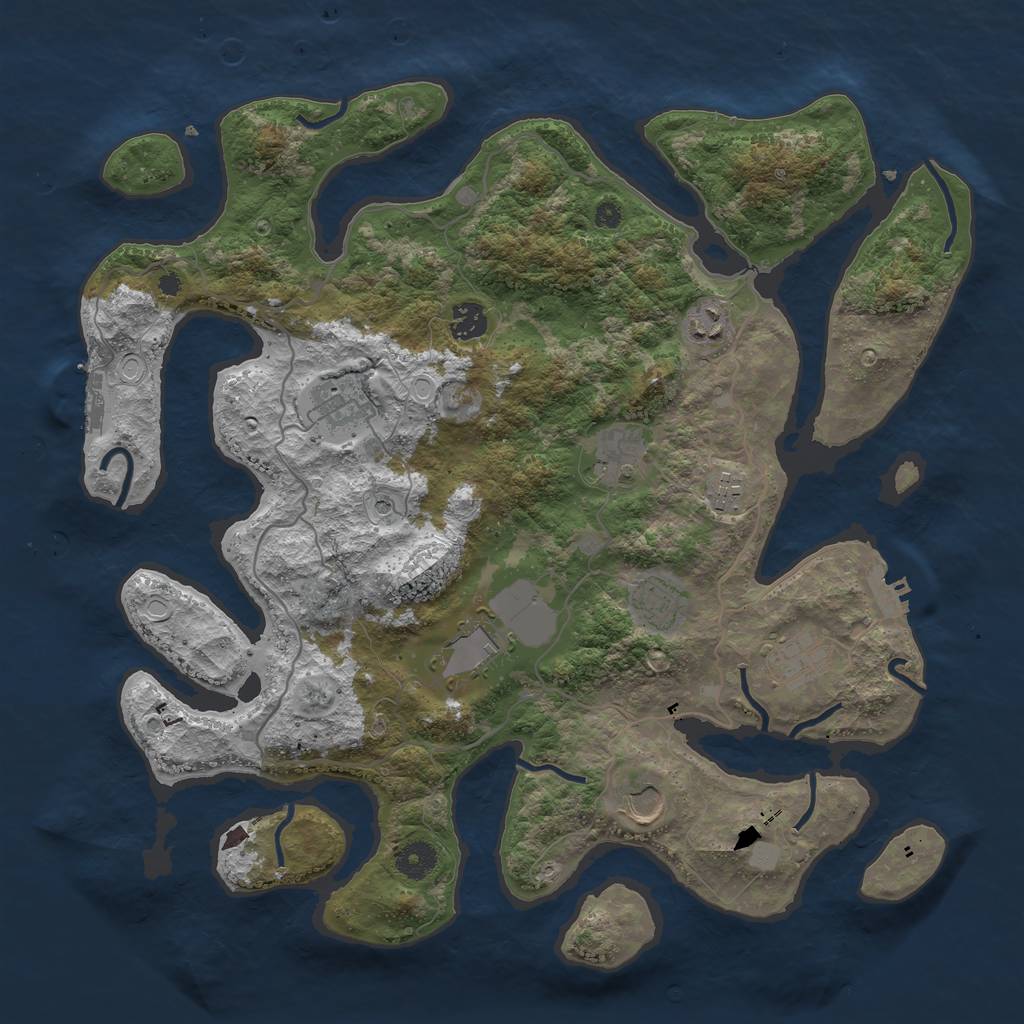 Rust Map: Procedural Map, Size: 4000, Seed: 25031987, 17 Monuments