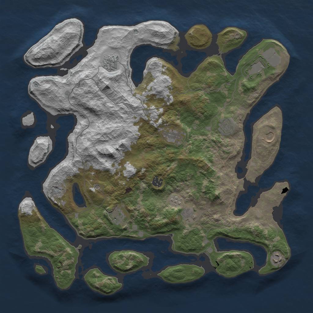 Rust Map: Barren, Size: 4400, Seed: 55, 13 Monuments