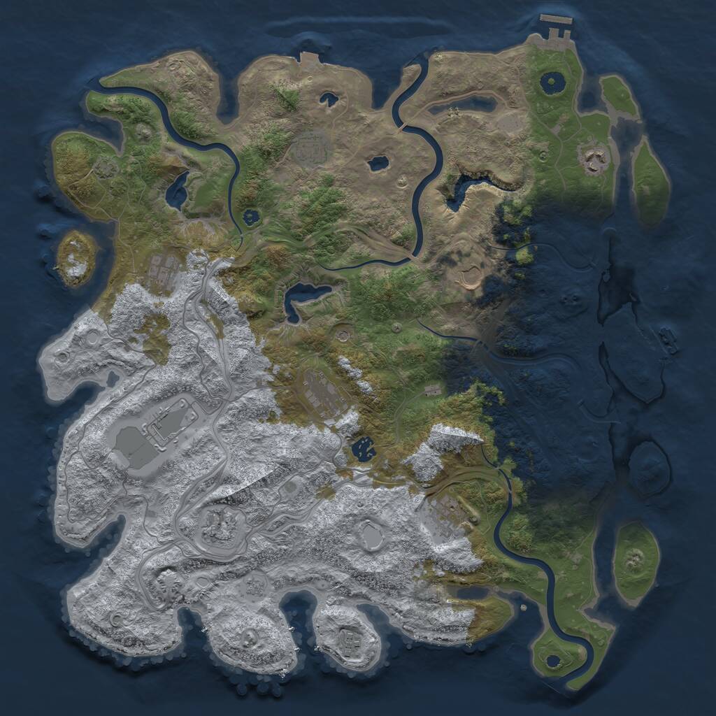 Rust Map: Procedural Map, Size: 4500, Seed: 1288786006, 16 Monuments