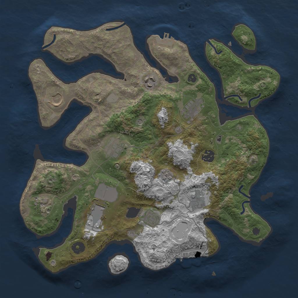 Rust Map: Procedural Map, Size: 3550, Seed: 495765, 18 Monuments