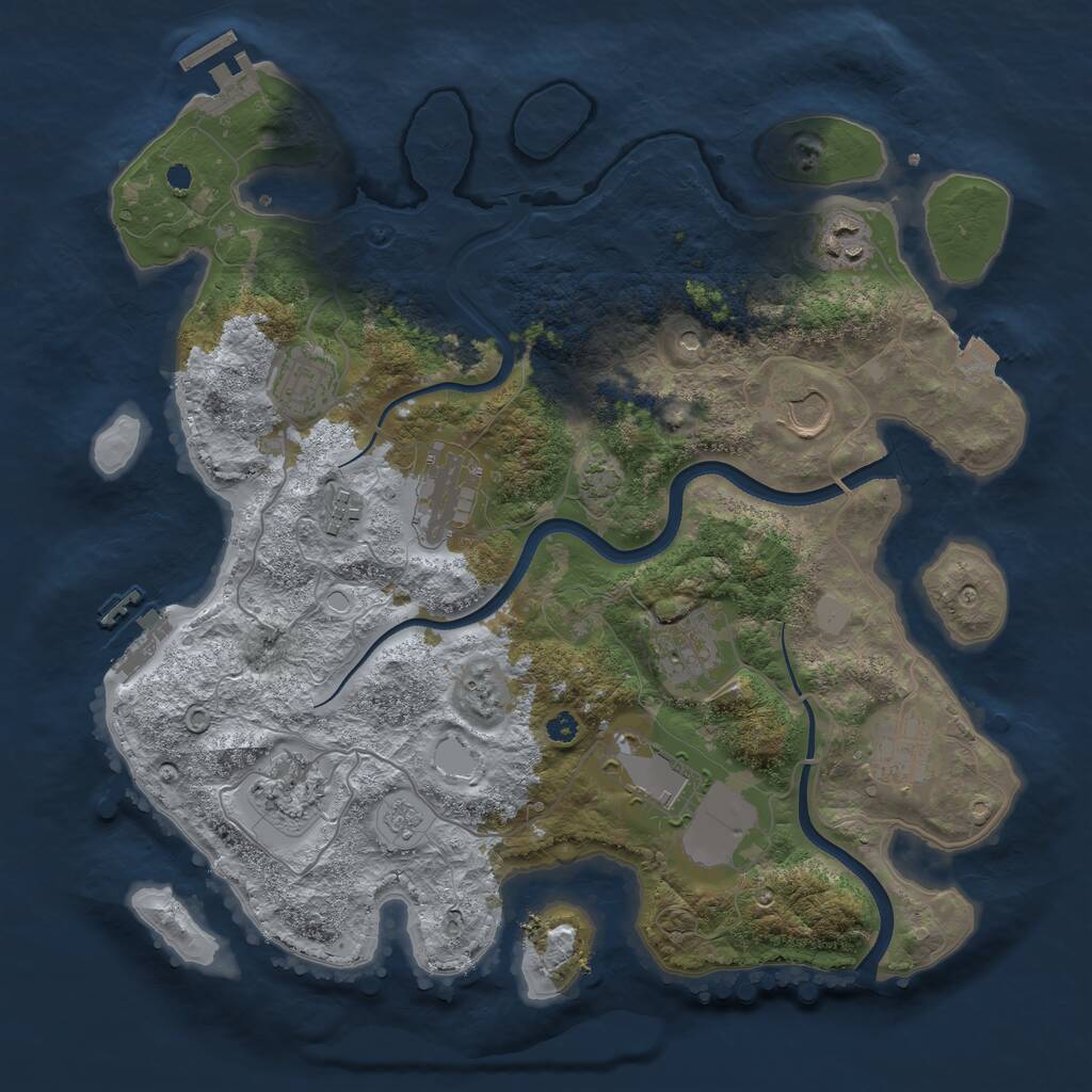 Rust Map: Procedural Map, Size: 3550, Seed: 368230, 15 Monuments