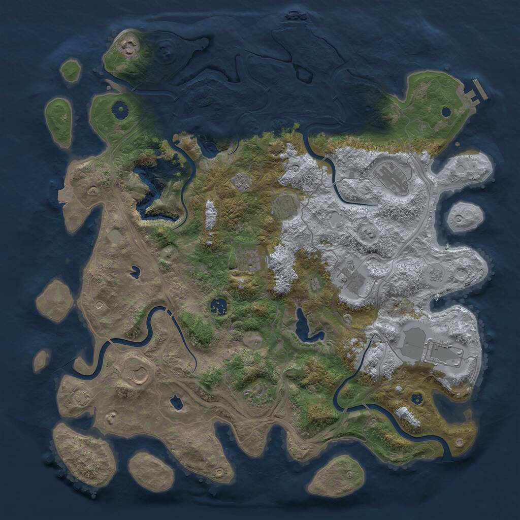 Rust Map: Procedural Map, Size: 4500, Seed: 680, 16 Monuments