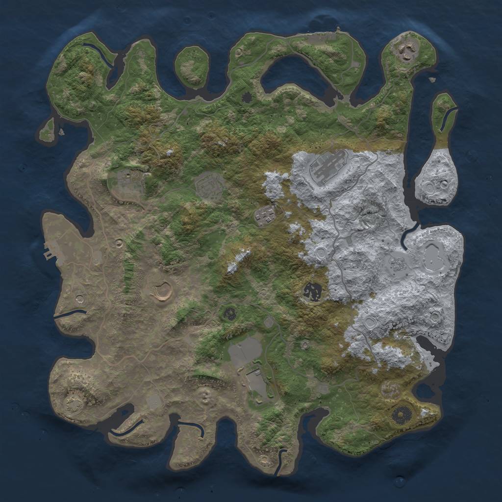 Rust Map: Procedural Map, Size: 4000, Seed: 420, 16 Monuments