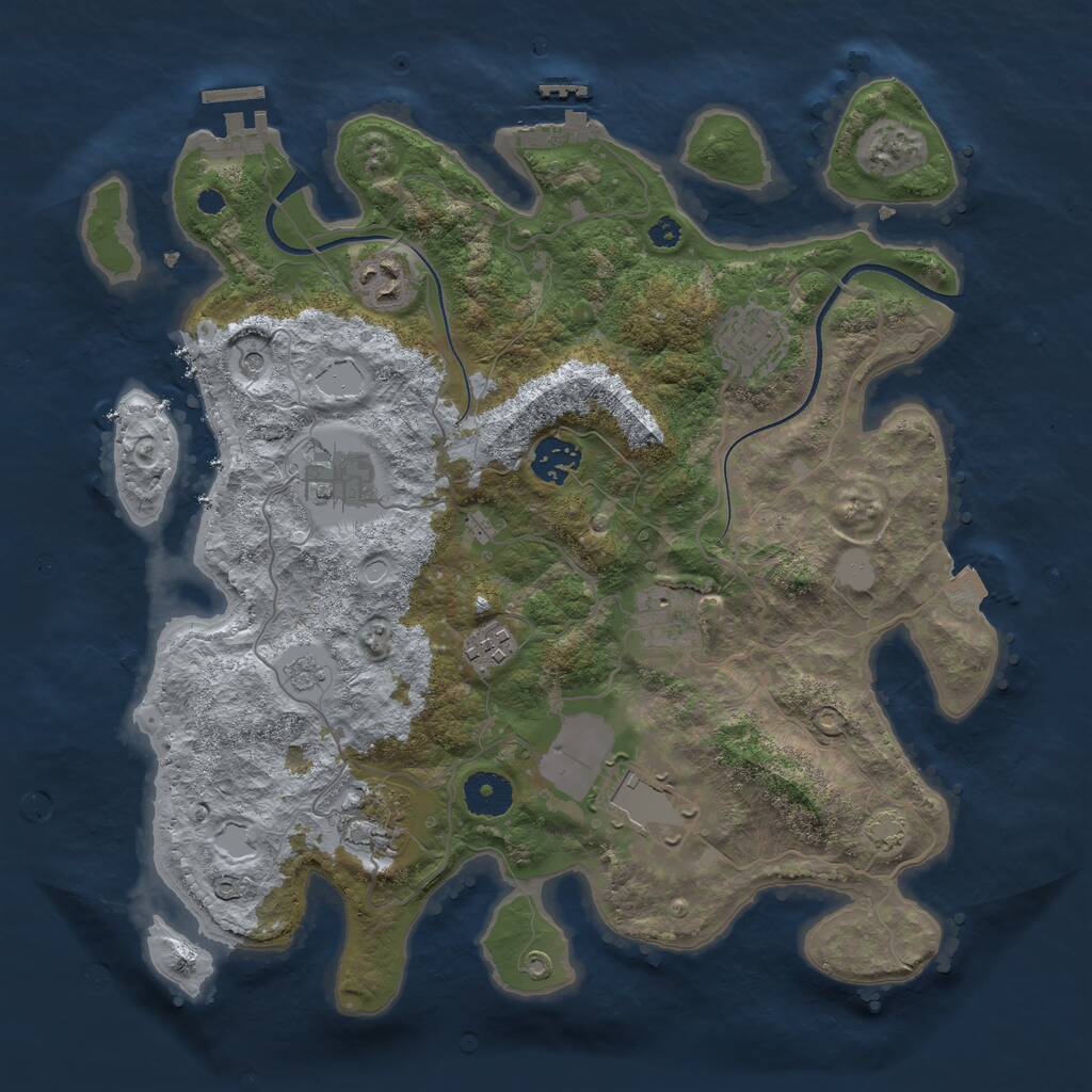 Rust Map: Procedural Map, Size: 3500, Seed: 1384, 14 Monuments
