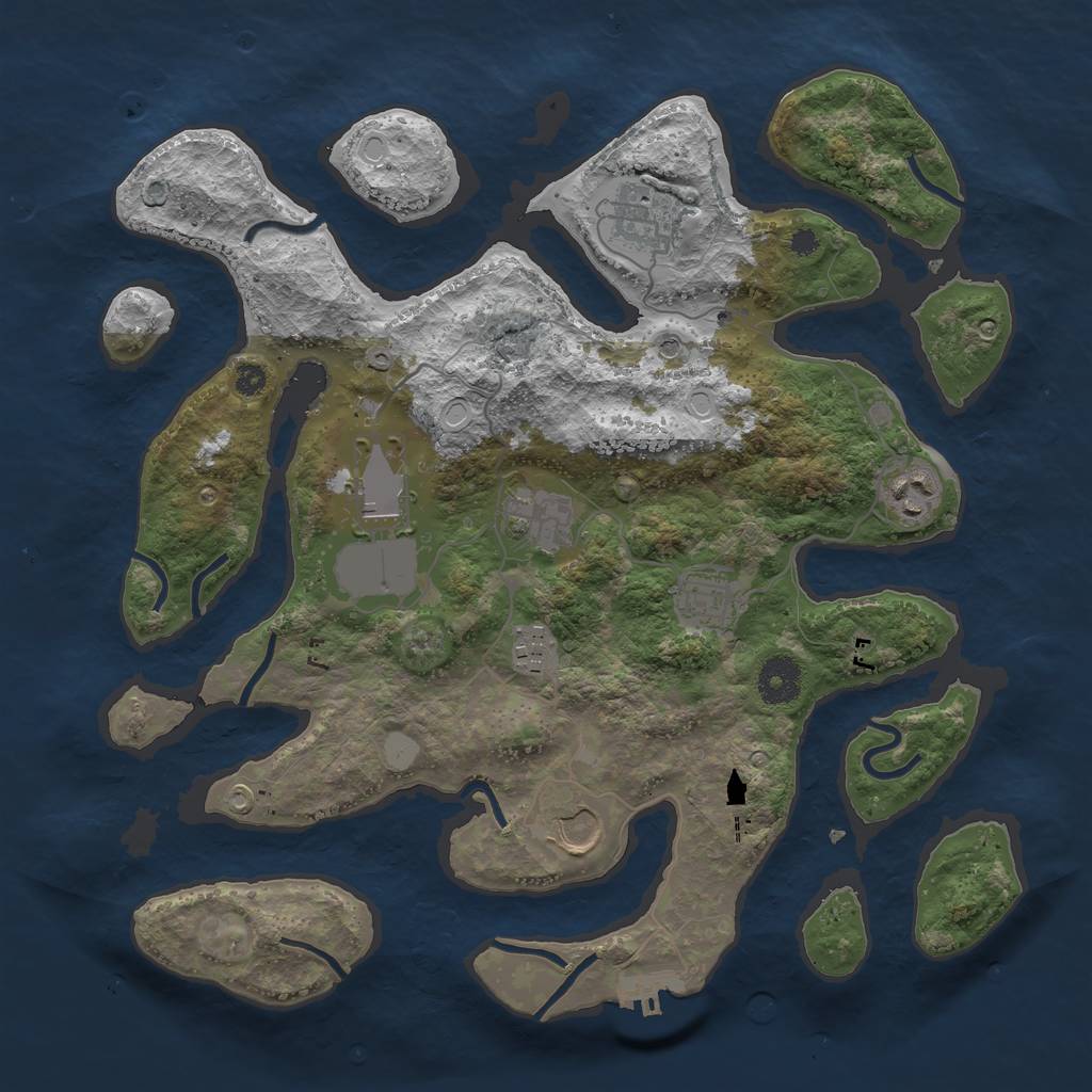 Rust Map: Procedural Map, Size: 3550, Seed: 742440, 14 Monuments