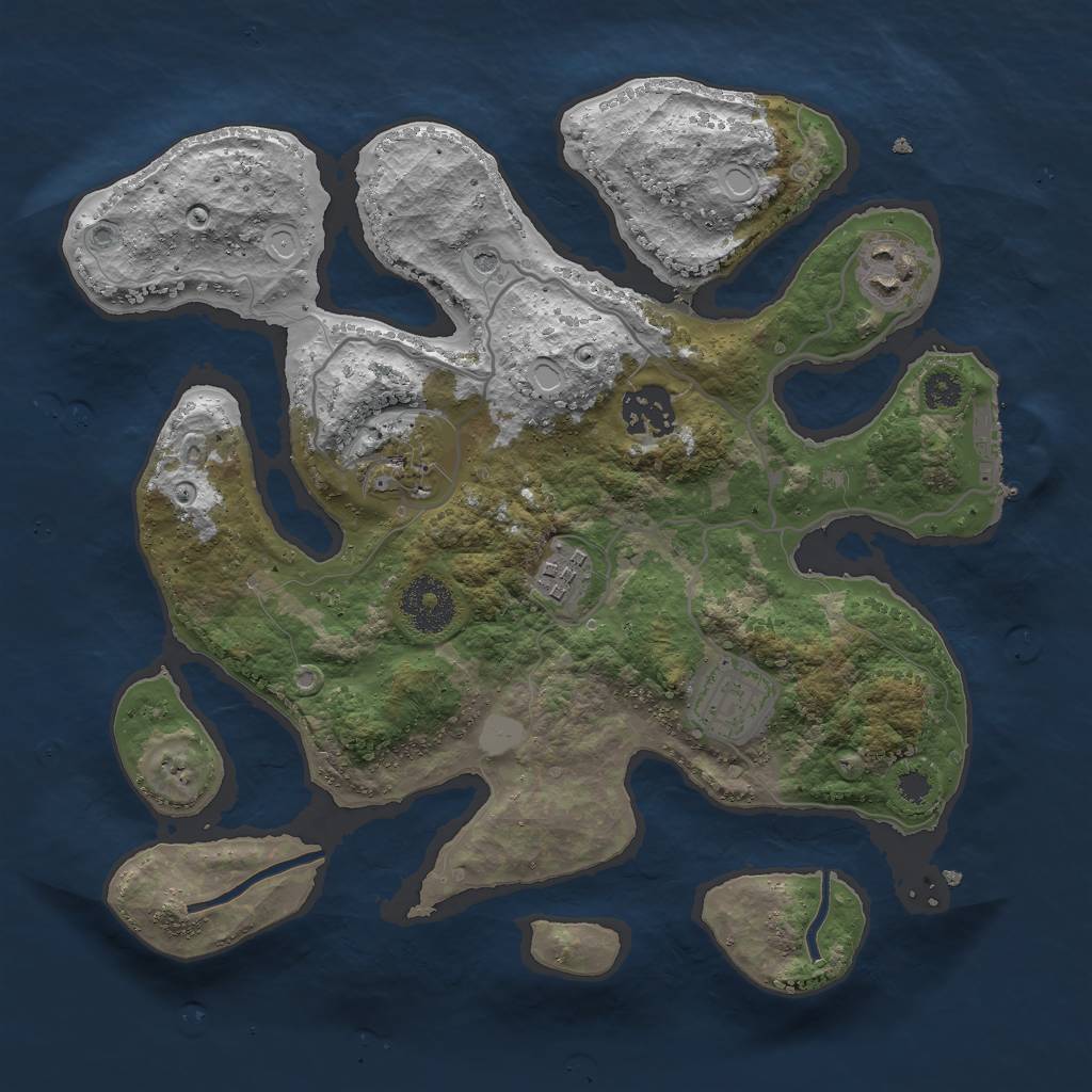 Rust Map: Procedural Map, Size: 3000, Seed: 888, 12 Monuments