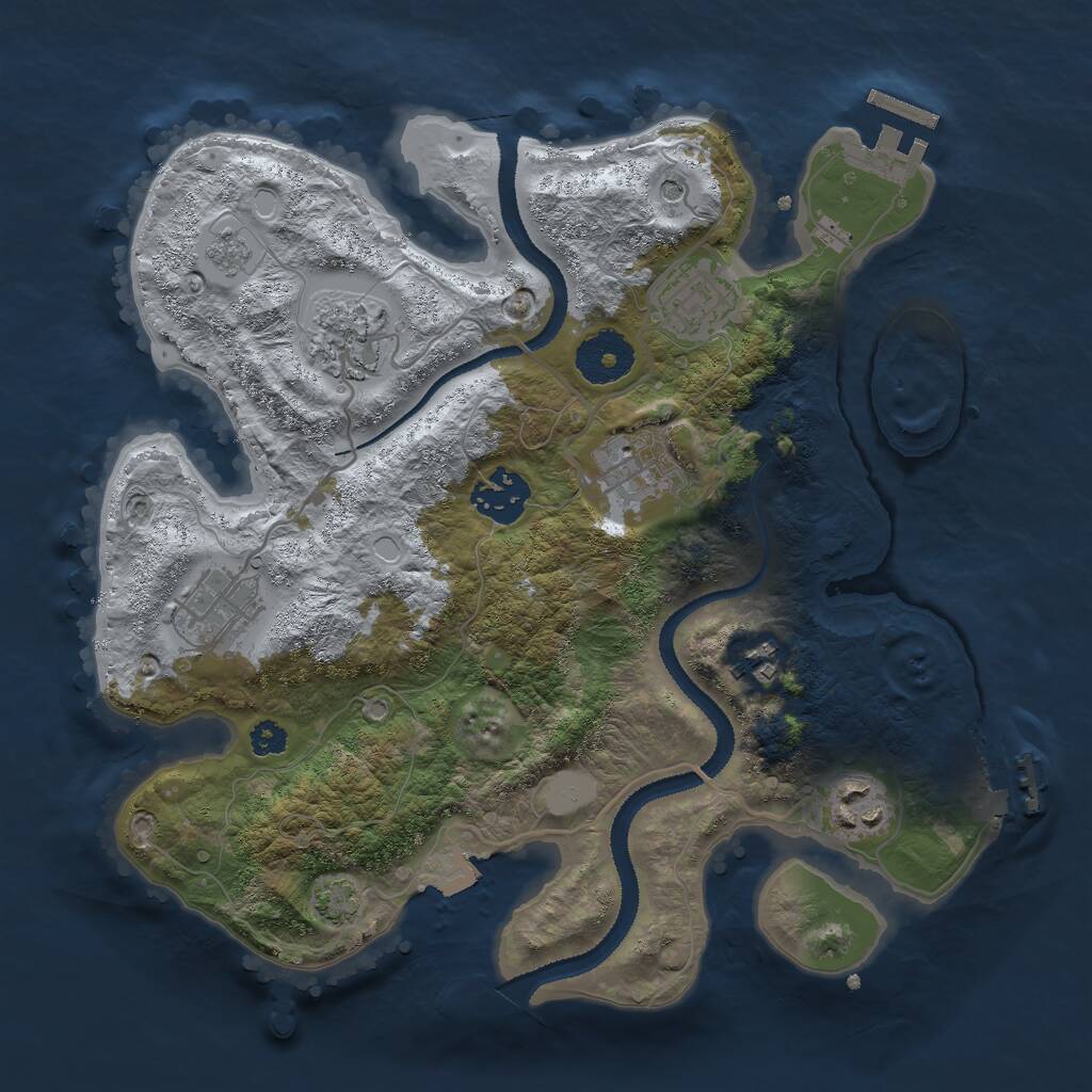 Rust Map: Procedural Map, Size: 3000, Seed: 1057242682, 13 Monuments