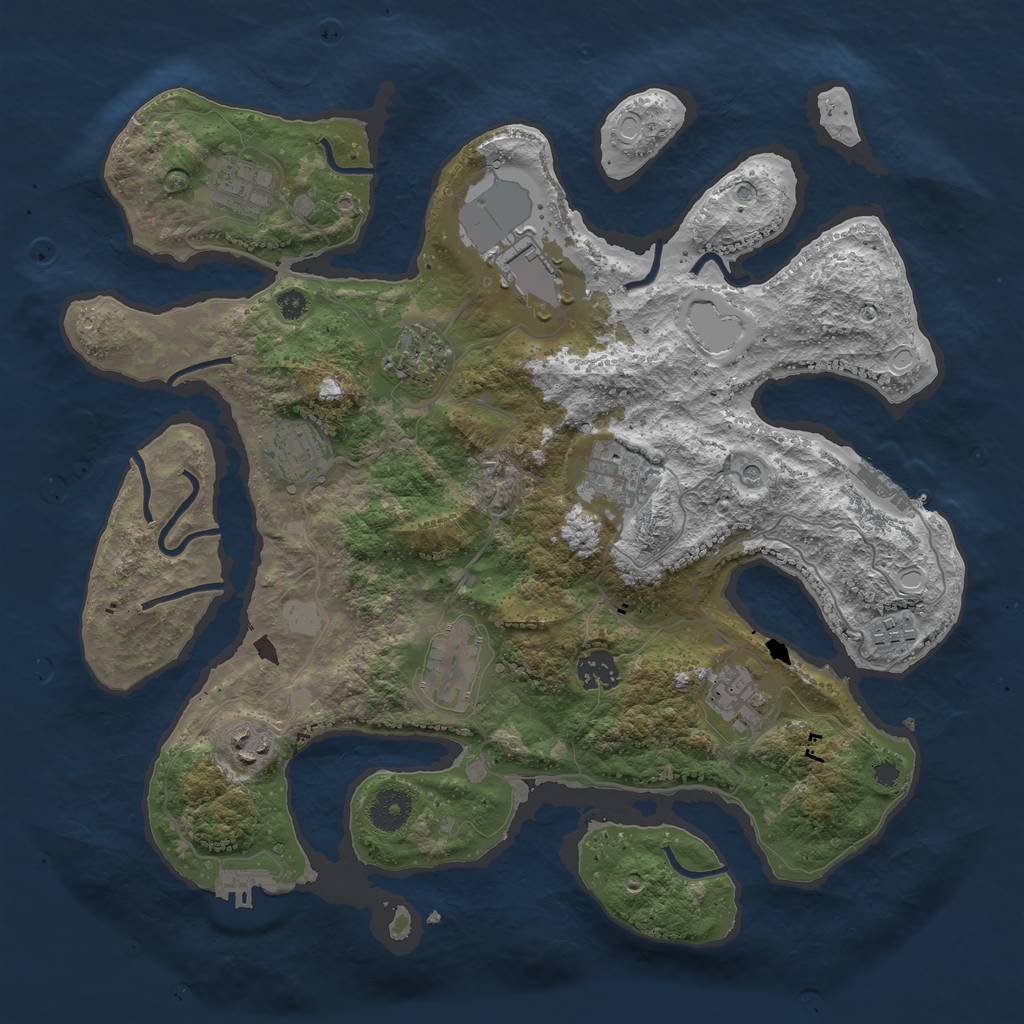 Rust Map: Procedural Map, Size: 3700, Seed: 2469365, 18 Monuments