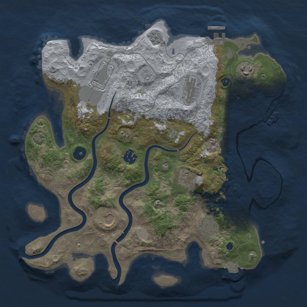 Rust Map: Procedural Map, Size: 3550, Seed: 307834, 14 Monuments