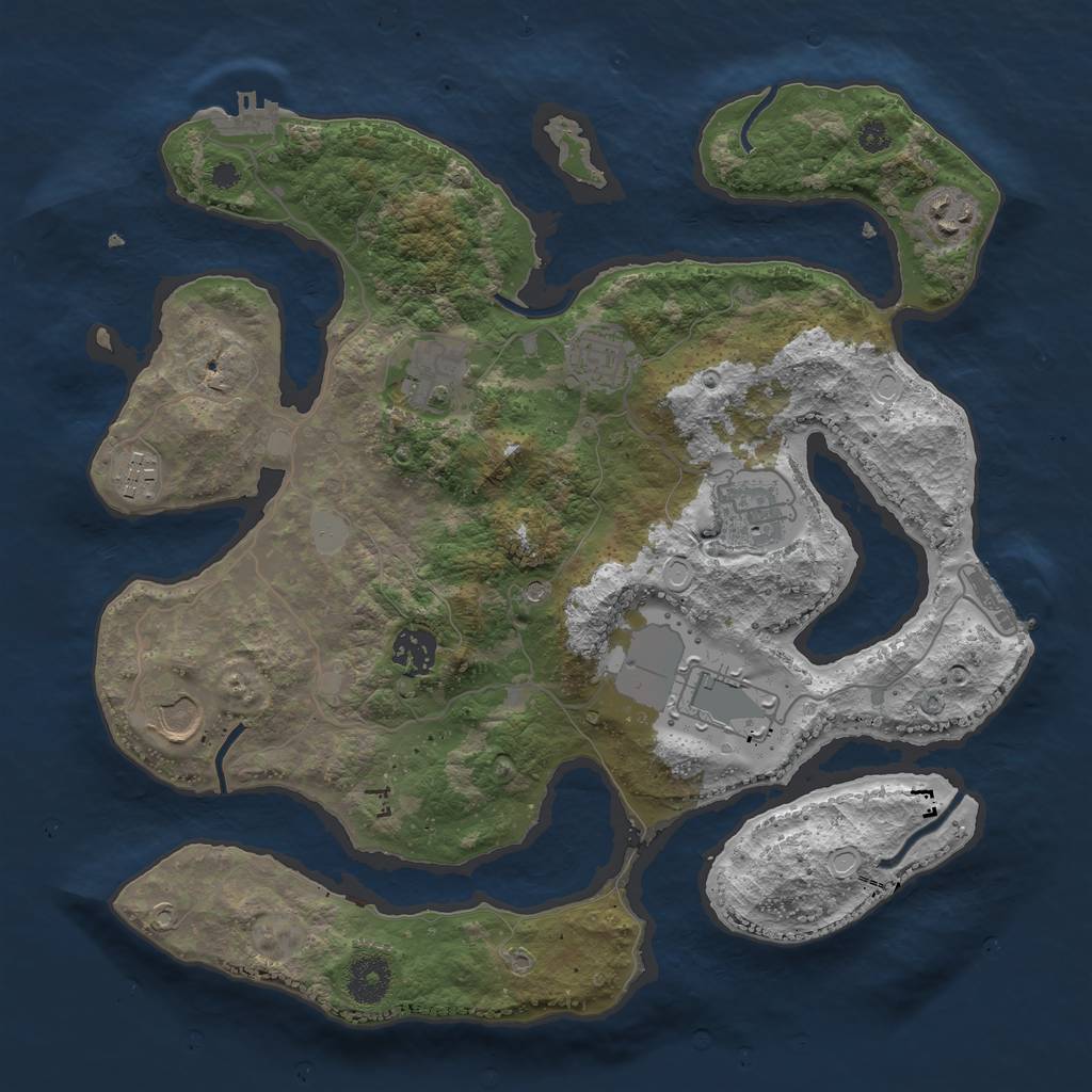 Rust Map: Procedural Map, Size: 3550, Seed: 376674, 16 Monuments