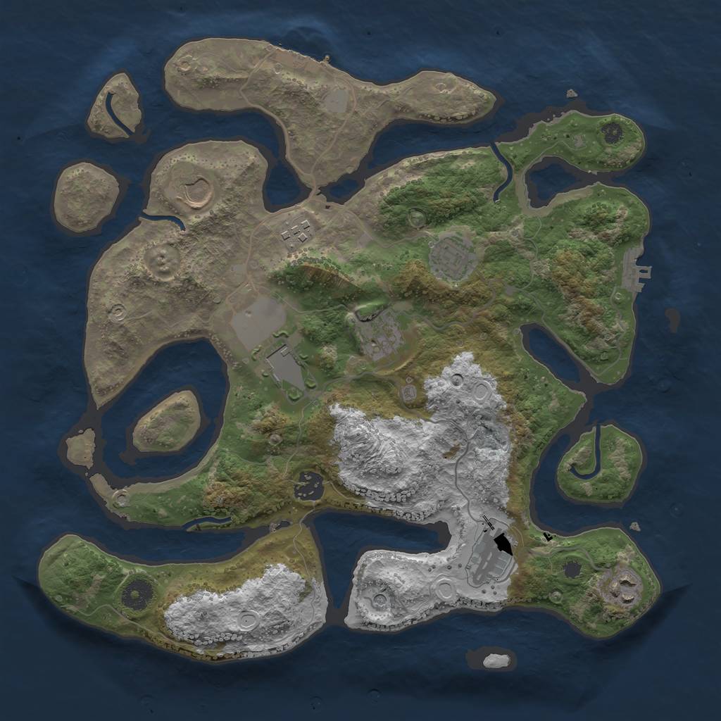 Rust Map: Procedural Map, Size: 3550, Seed: 2318734, 16 Monuments
