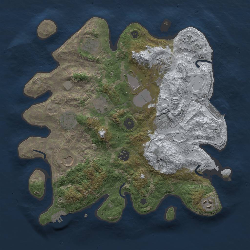 Rust Map: Procedural Map, Size: 3500, Seed: 1445835, 18 Monuments