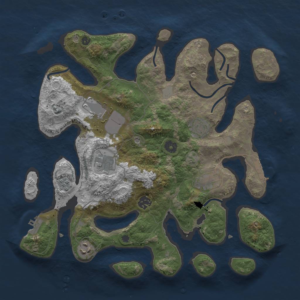 Rust Map: Procedural Map, Size: 3550, Seed: 559116, 15 Monuments