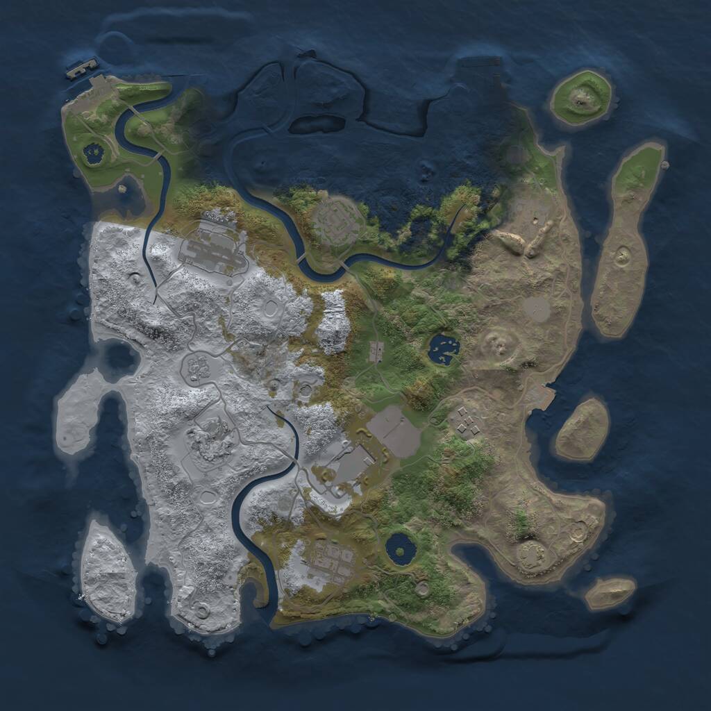 Rust Map: Procedural Map, Size: 3500, Seed: 128019, 14 Monuments