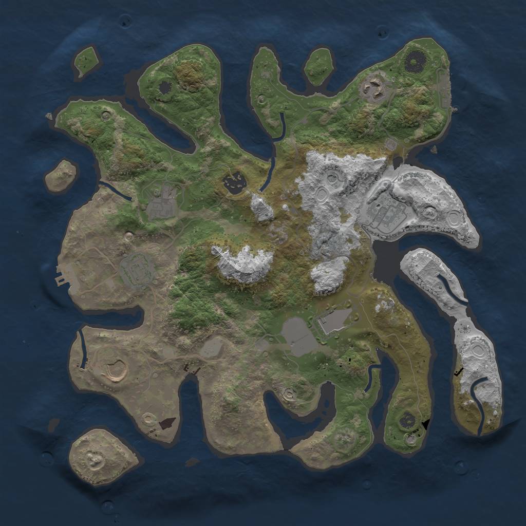 Rust Map: Procedural Map, Size: 3550, Seed: 707727, 15 Monuments