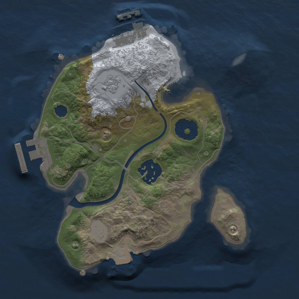Rust Map: Procedural Map, Size: 2000, Seed: 1657055676, 5 Monuments