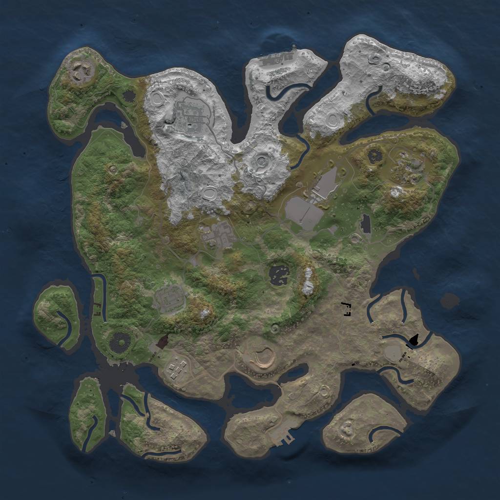 Rust Map: Procedural Map, Size: 3550, Seed: 829511, 17 Monuments