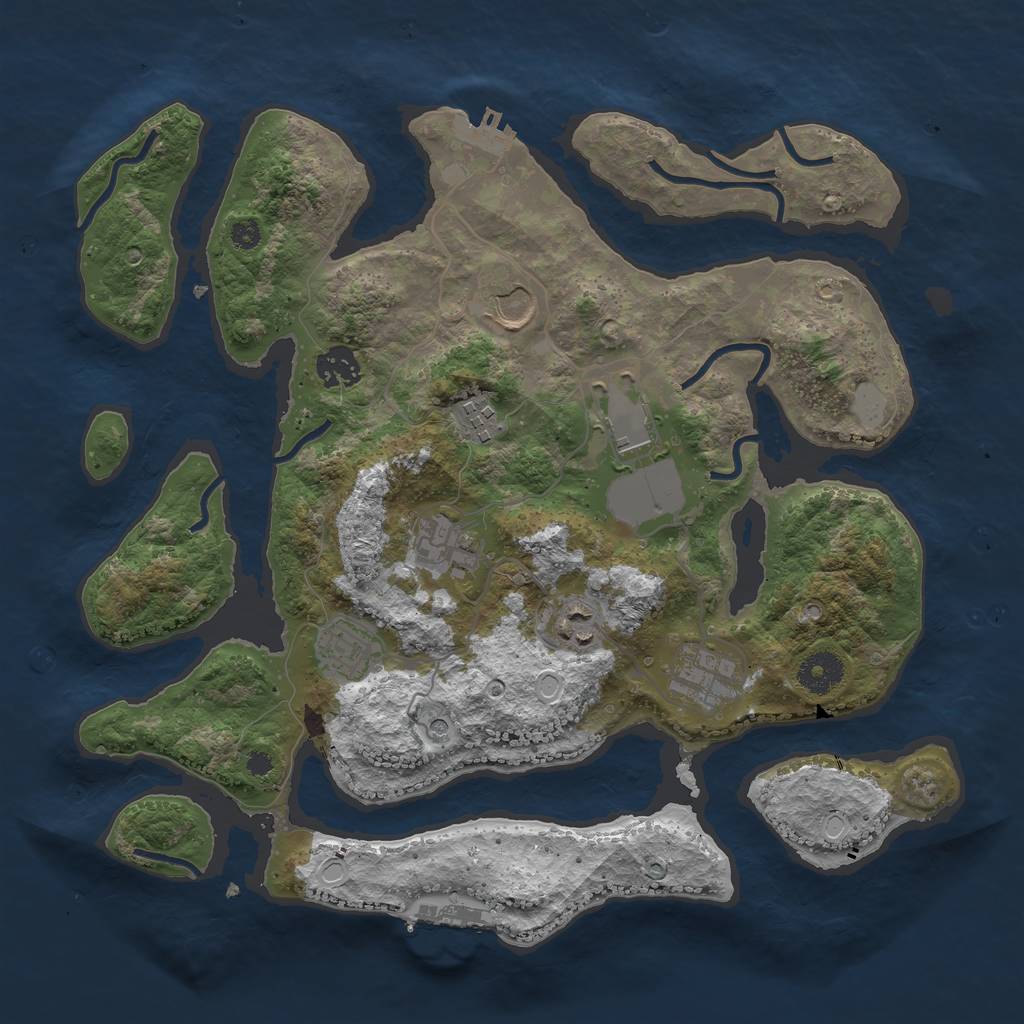 Rust Map: Procedural Map, Size: 3550, Seed: 965019, 16 Monuments