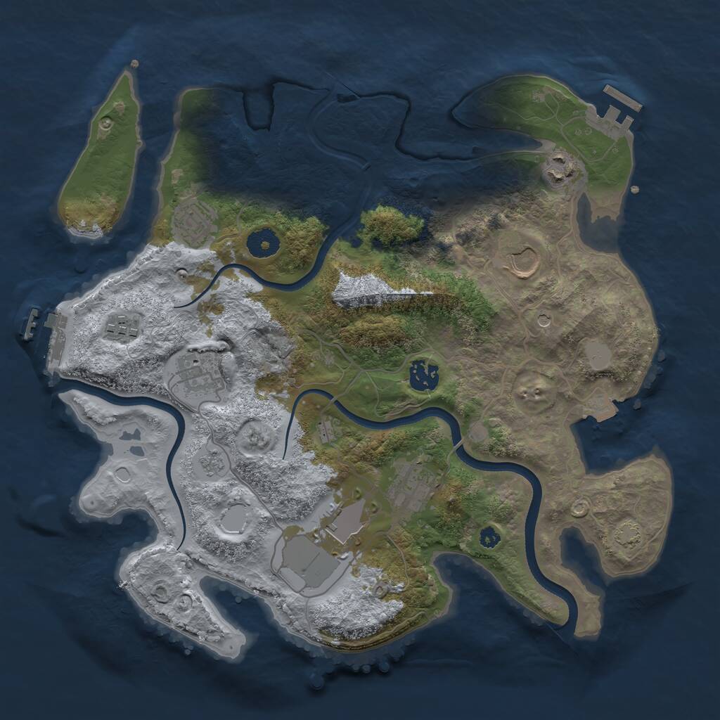 Rust Map: Procedural Map, Size: 3500, Seed: 1053630037, 14 Monuments