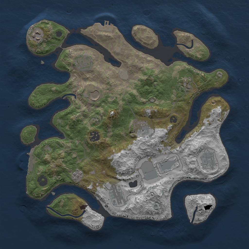 Rust Map: Procedural Map, Size: 3500, Seed: 296361, 17 Monuments