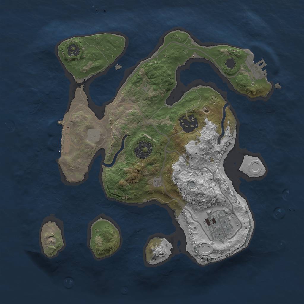 Rust Map: Procedural Map, Size: 2500, Seed: 44, 9 Monuments