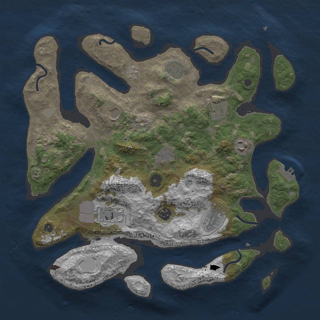 Rust Map: Procedural Map, Size: 3800, Seed: 1408204910, 16 Monuments