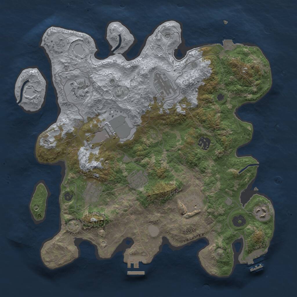 Rust Map: Procedural Map, Size: 3500, Seed: 64835, 14 Monuments