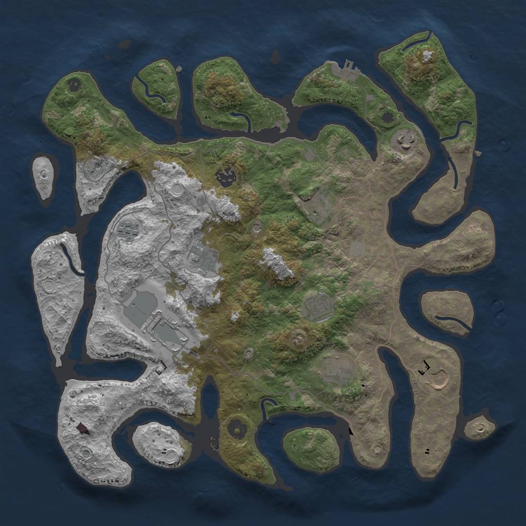 Rust Map: Procedural Map, Size: 4000, Seed: 99833, 16 Monuments