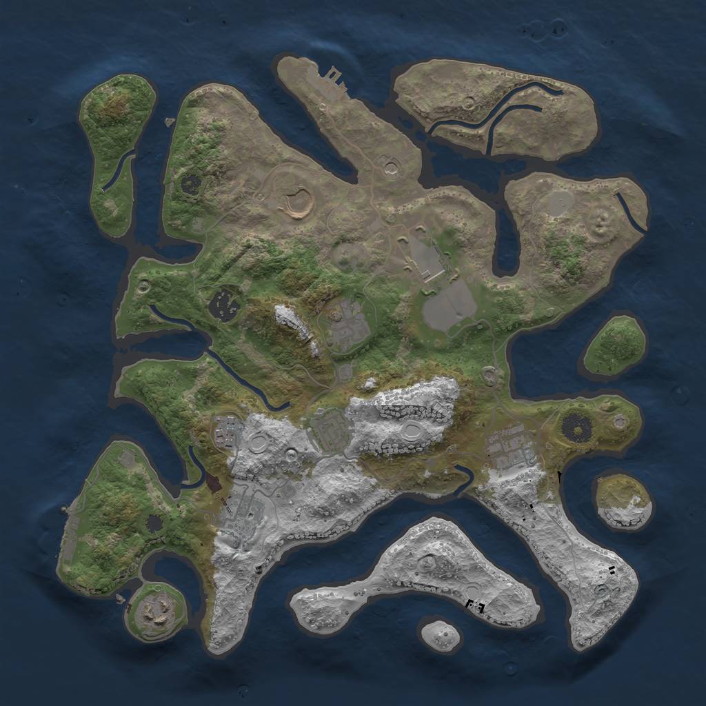 Rust Map: Procedural Map, Size: 3500, Seed: 386680, 17 Monuments