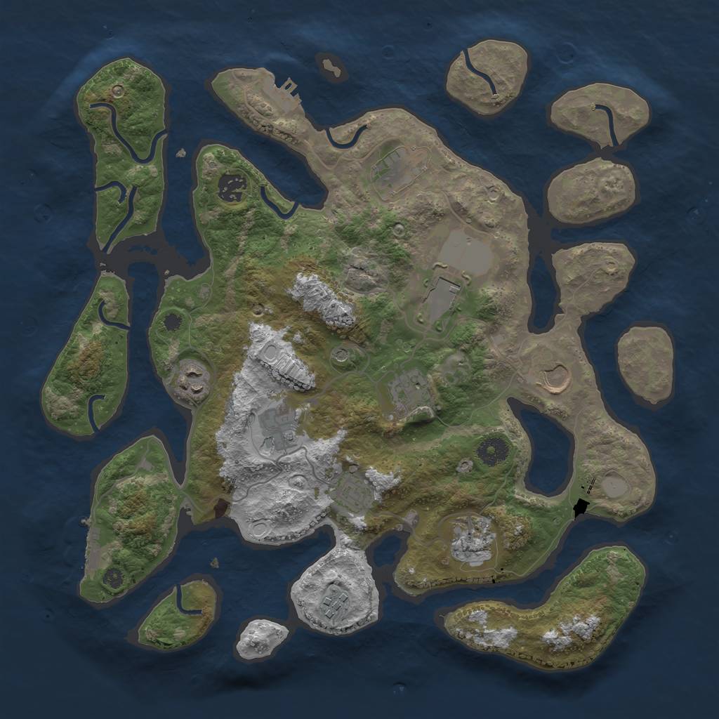 Rust Map: Procedural Map, Size: 3700, Seed: 222993066, 18 Monuments