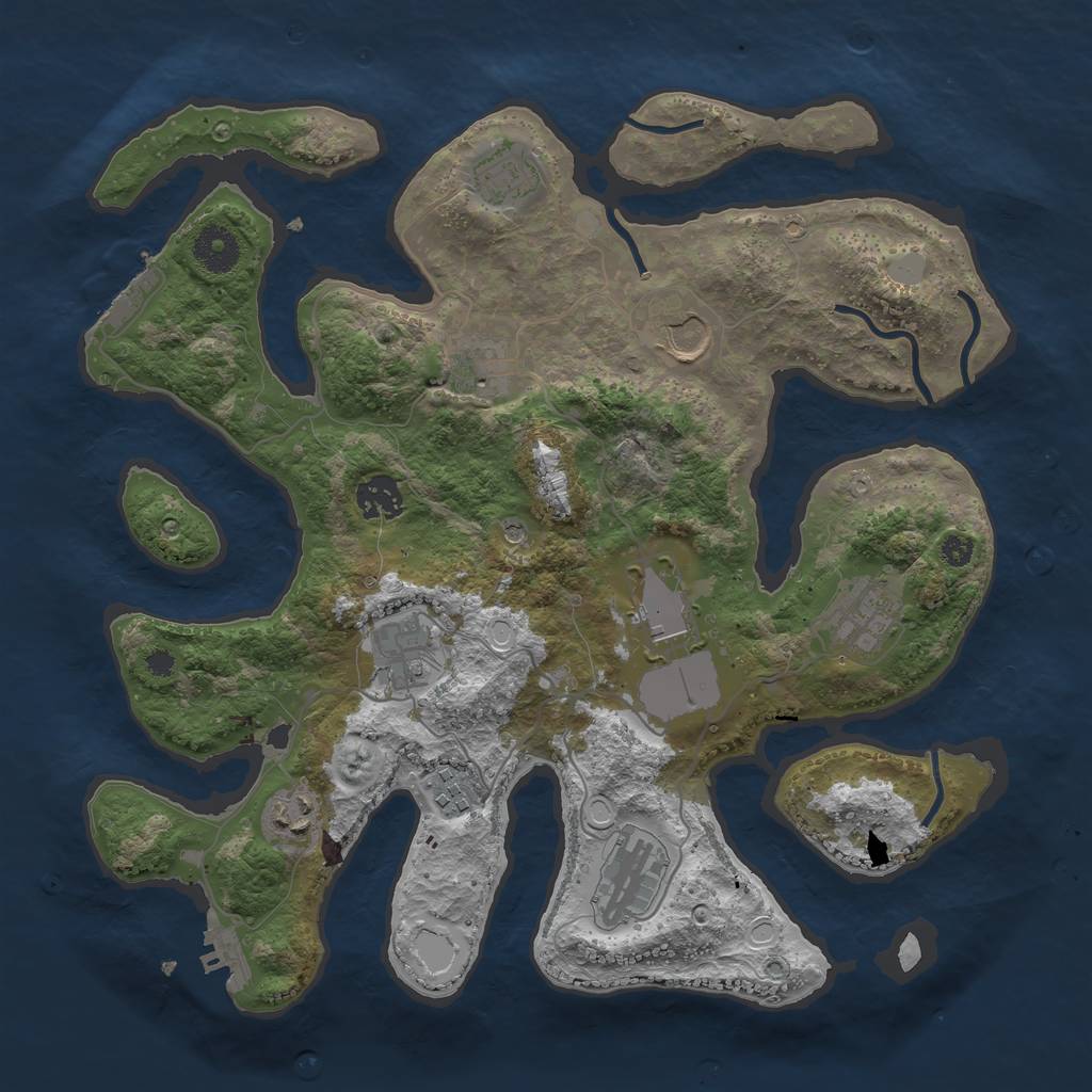 Rust Map: Procedural Map, Size: 3550, Seed: 36399, 18 Monuments