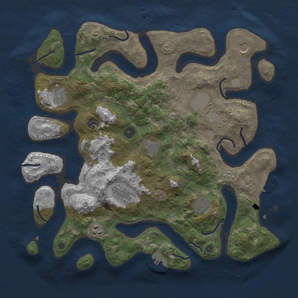 Rust Map: Procedural Map, Size: 4000, Seed: 487334649, 17 Monuments