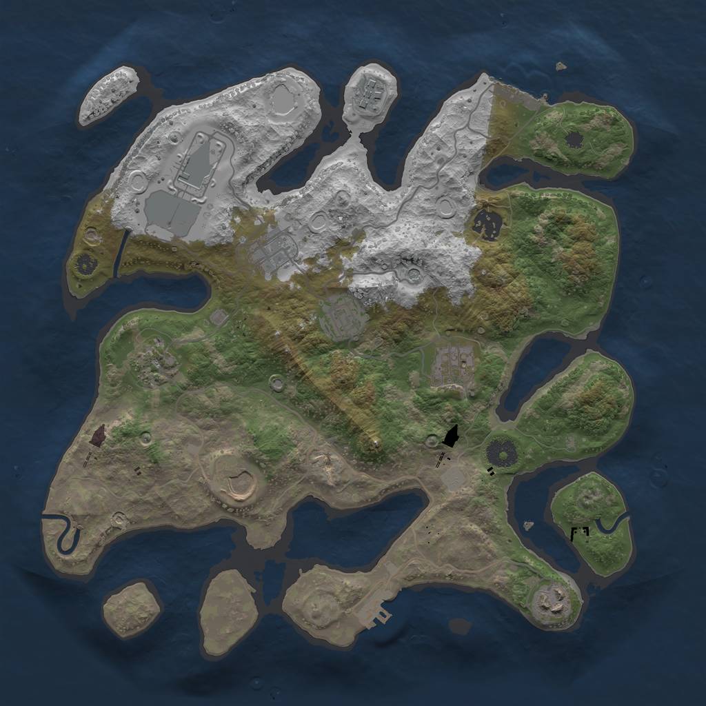 Rust Map: Procedural Map, Size: 3550, Seed: 121212, 17 Monuments