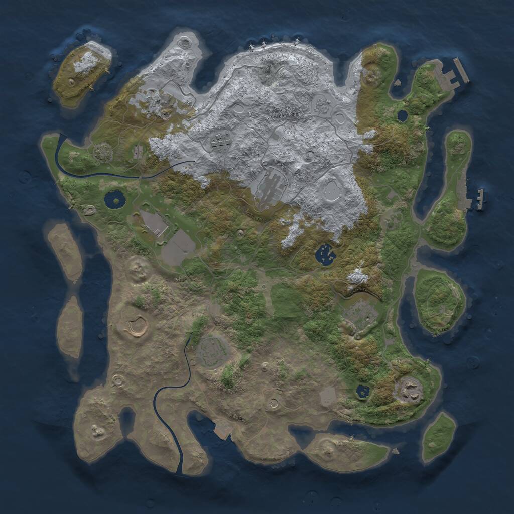 Rust Map: Procedural Map, Size: 3850, Seed: 851130600, 15 Monuments