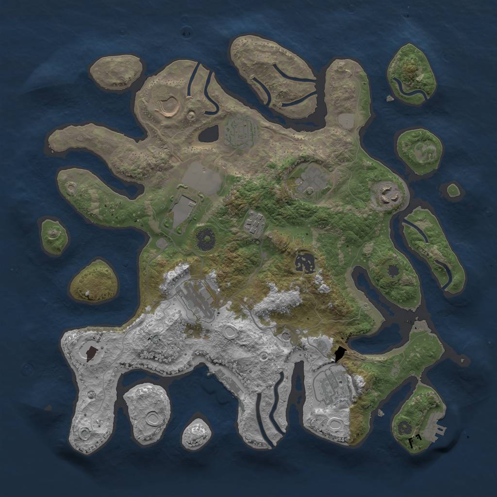 Rust Map: Procedural Map, Size: 3550, Seed: 305029, 17 Monuments