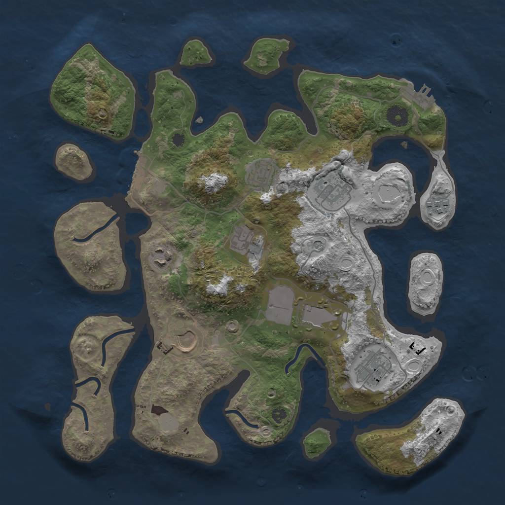 Rust Map: Procedural Map, Size: 3500, Seed: 214125, 16 Monuments