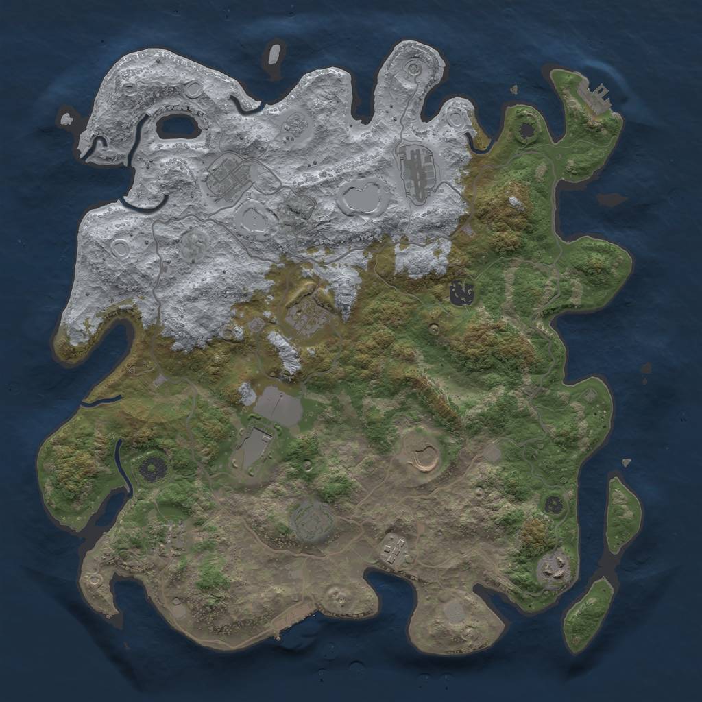 Rust Map: Procedural Map, Size: 4000, Seed: 4378562, 17 Monuments