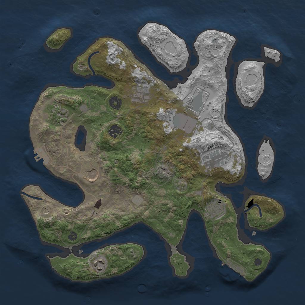 Rust Map: Procedural Map, Size: 3500, Seed: 5728956, 16 Monuments