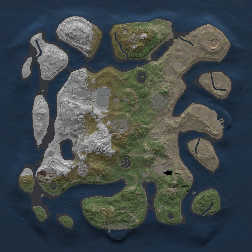 Rust Map: Procedural Map, Size: 3500, Seed: 4426663, 16 Monuments